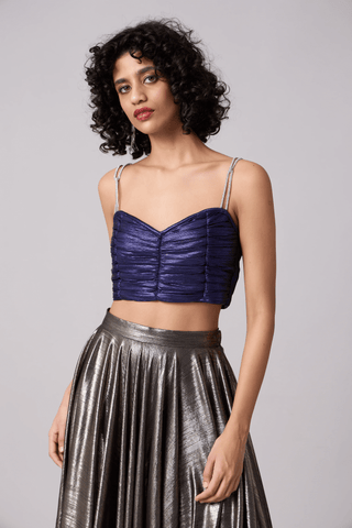 Gabriel Crop Top - Metallic Blue