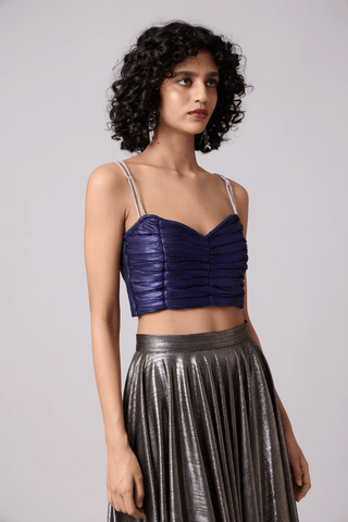 Gabriel Crop Top - Metallic Blue