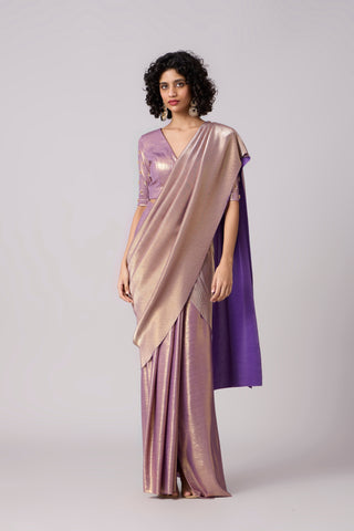 Navya Saree with Blouse - Micropleated Lilac