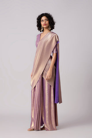 Navya Saree with Blouse - Micropleated Lilac