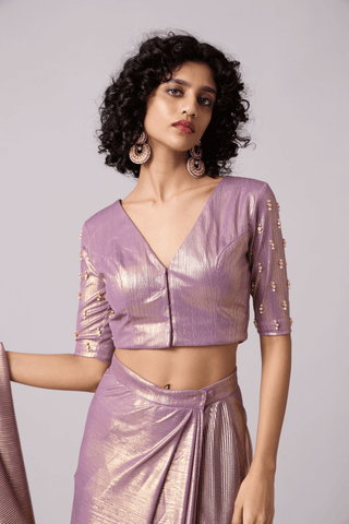 Navya Saree with Blouse - Micropleated Lilac