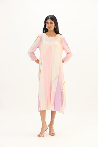 Trista Abstract Print Dress - Pink