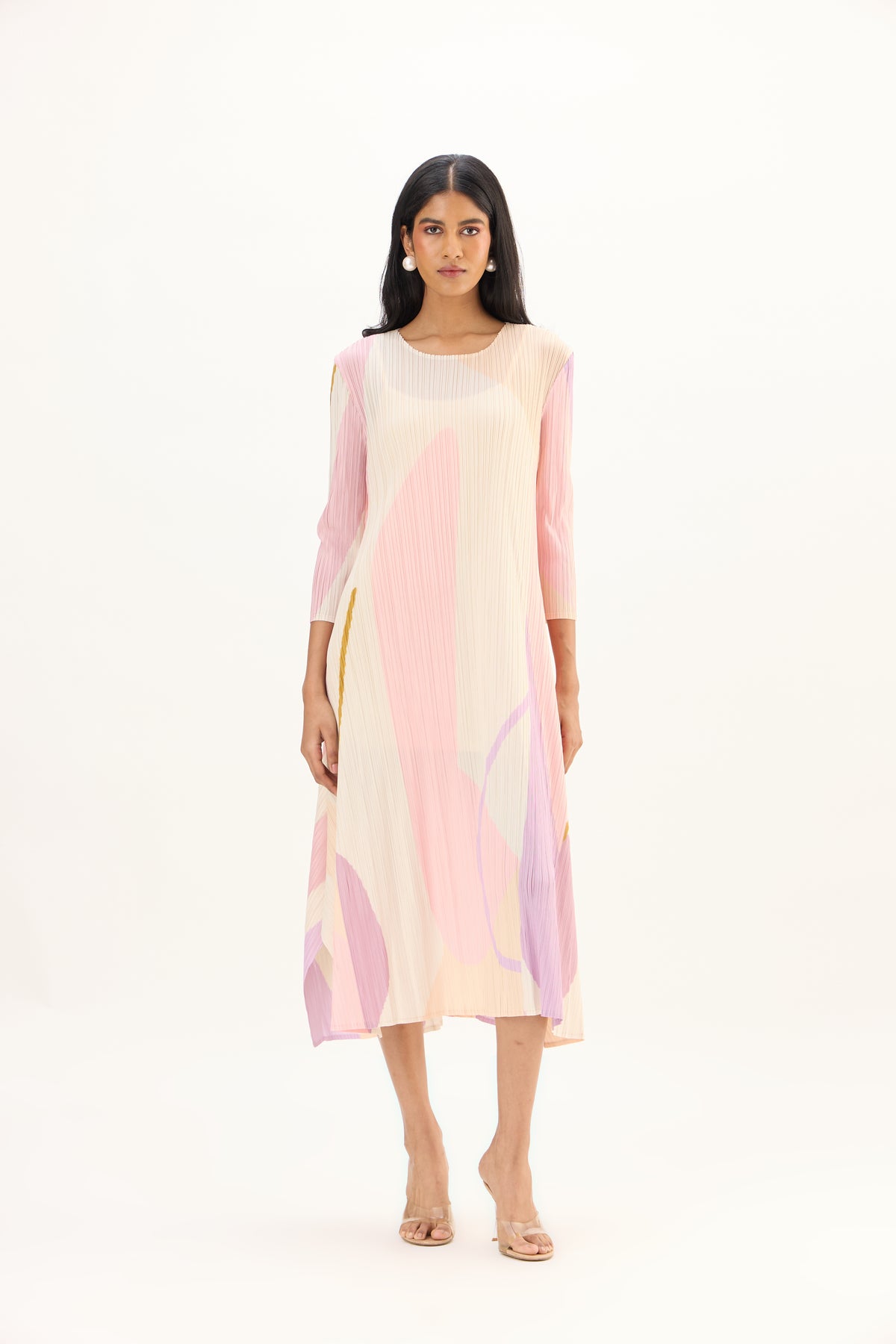 Trista Abstract Print Dress - Pink
