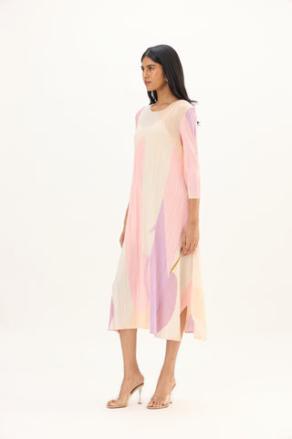 Trista Abstract Print Dress - Pink