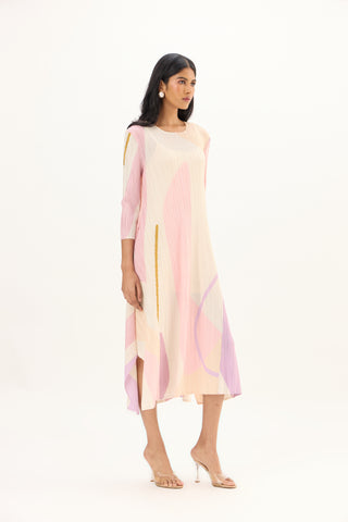 Trista Abstract Print Dress - Pink