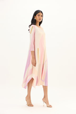 Trista Abstract Print Dress - Pink
