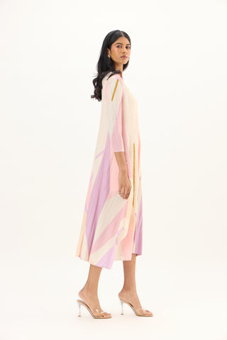 Trista Abstract Print Dress - Pink