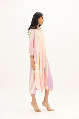 Trista Abstract Print Dress - Pink
