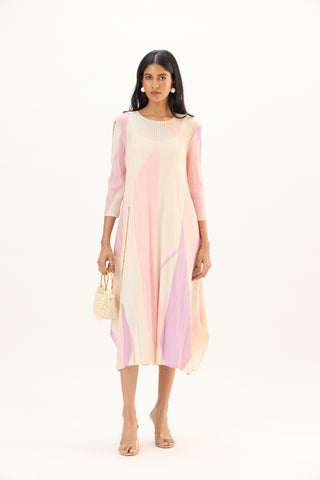 Trista Abstract Print Dress - Pink