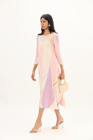 Trista Abstract Print Dress - Pink