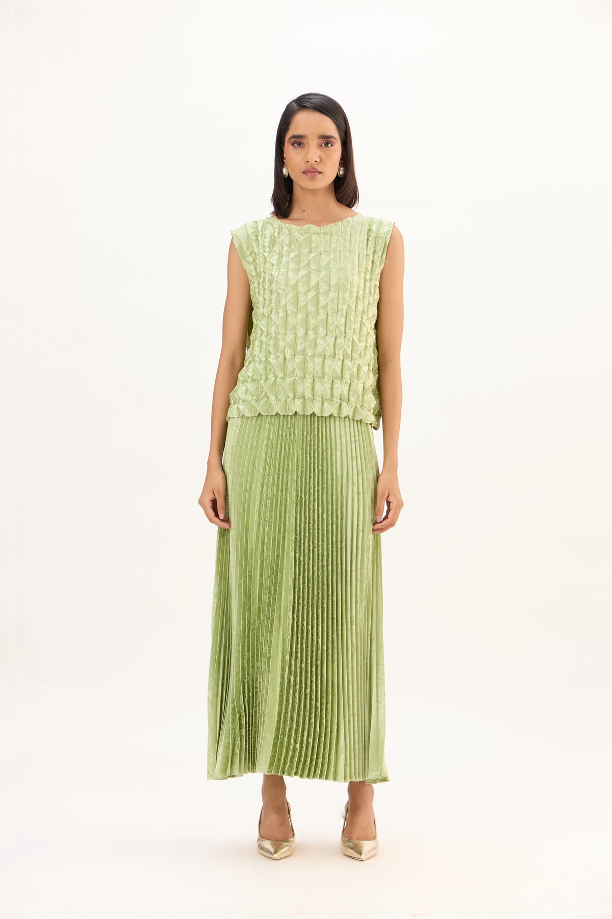 Amber Satin Set - Pale Green