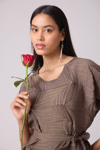 Gia 3D Pleated Top - Brown