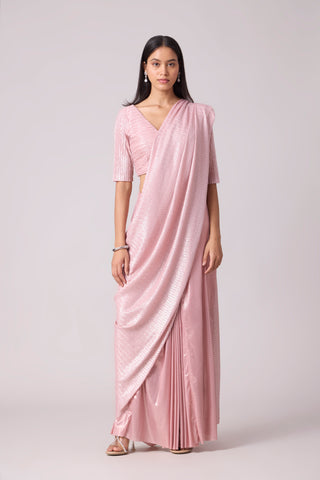 Ahilya Saree with blouse - Pink Frost