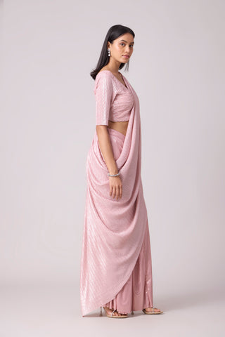 Ahilya Saree with blouse - Pink Frost