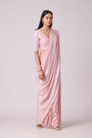 Ahilya Saree with blouse - Pink Frost