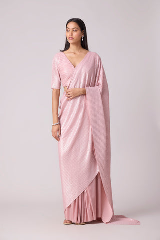 Ahilya Saree with blouse - Pink Frost