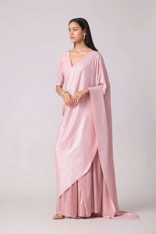 Ahilya Saree with blouse - Pink Frost