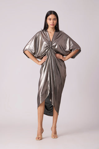 Aika Metallic Rouche Dress