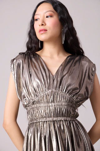 Zeina Rouched Dress - Dark Silver