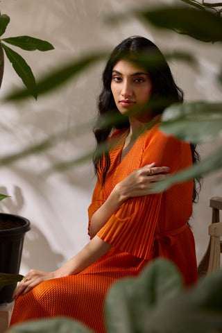 Mila Cutwork Dress - Orange