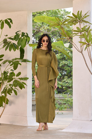 Serena Ruffle Dress - Olive