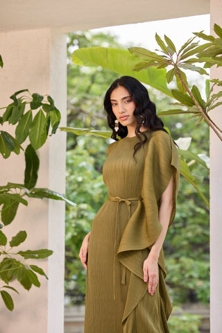Serena Ruffle Dress - Olive