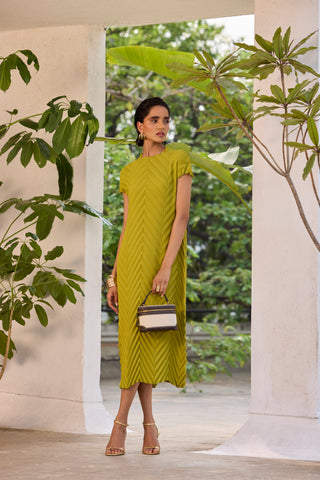 Vera Chevron Dress - Peridot Green