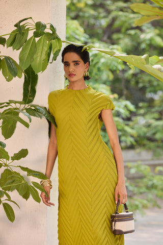 Vera Chevron Dress - Peridot Green