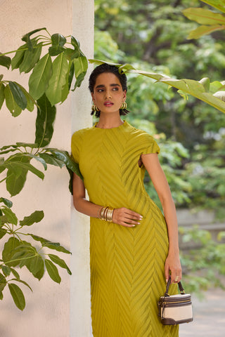 Vera Chevron Dress - Peridot Green