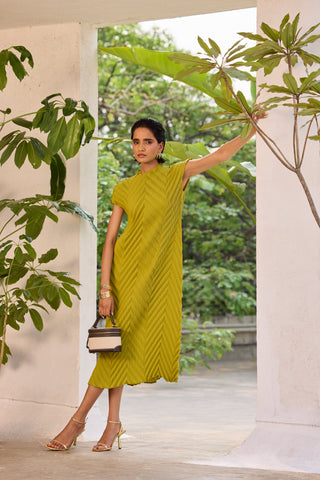 Vera Chevron Dress - Peridot Green
