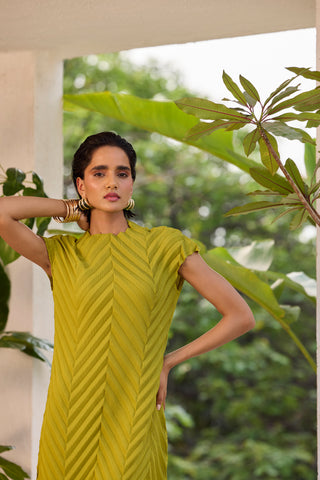 Vera Chevron Dress - Peridot Green