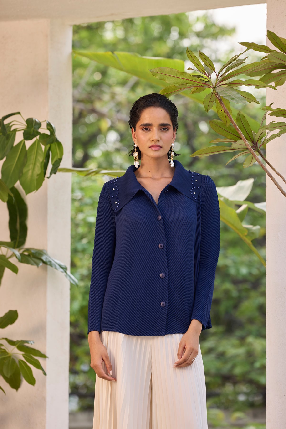 Edith Pearl Shirt - Navy