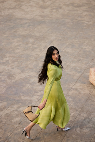 Rose Dress - Lime Green