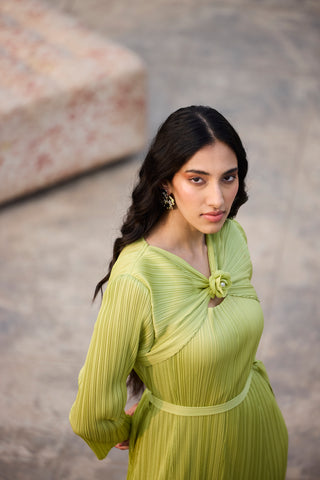 Rose Dress - Lime Green