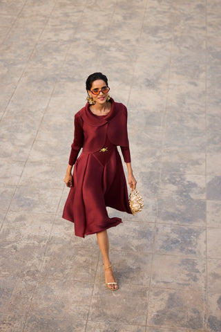 Evangeline Dress - Dark Maroon