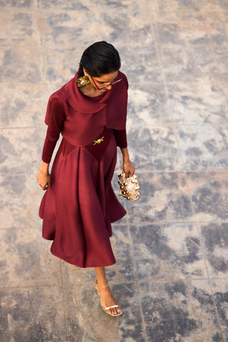 Evangeline Dress - Dark Maroon