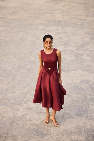 Evangeline Dress - Dark Maroon