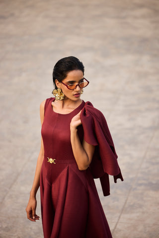 Evangeline Dress - Dark Maroon
