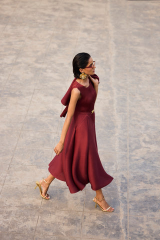Evangeline Dress - Dark Maroon
