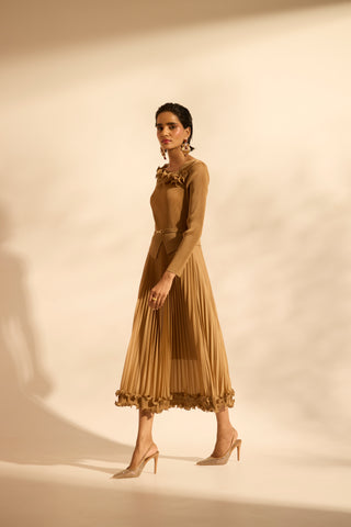 Elanor Ruffle Dress - Mocha