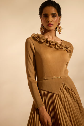 Elanor Ruffle Dress - Mocha