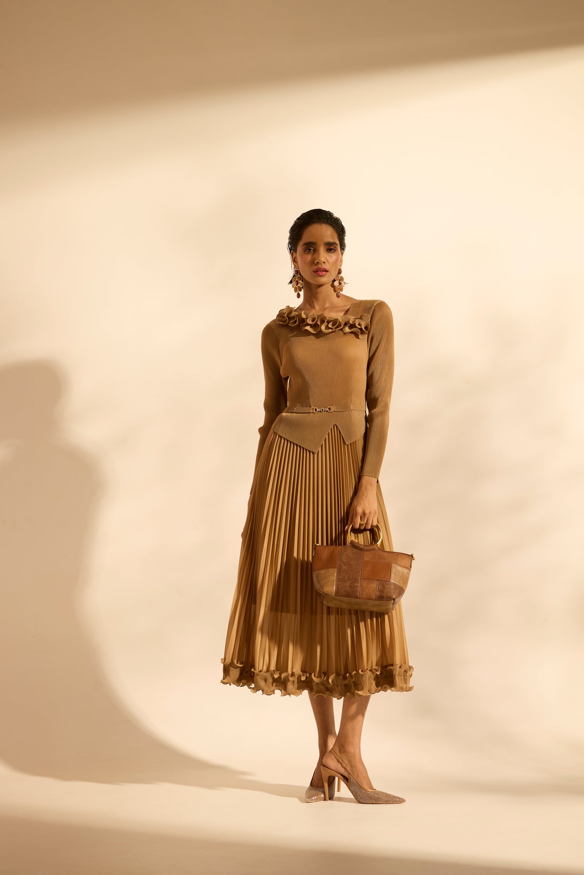 Elanor Ruffle Dress - Mocha