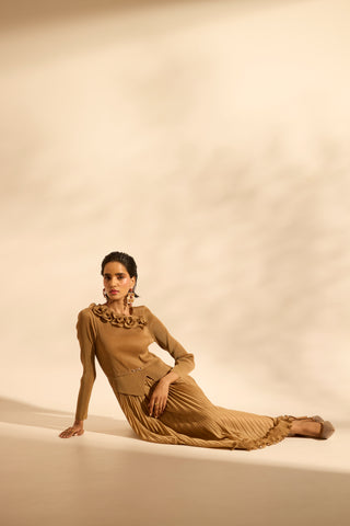 Elanor Ruffle Dress - Mocha