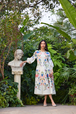 Meadow Peplum Dress - Off White