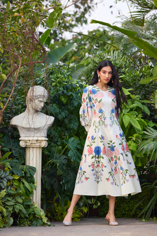 Meadow Peplum Dress - Off White