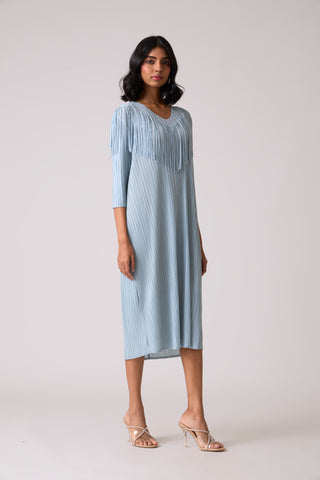 Gabby Fringe Dress - Pale Blue