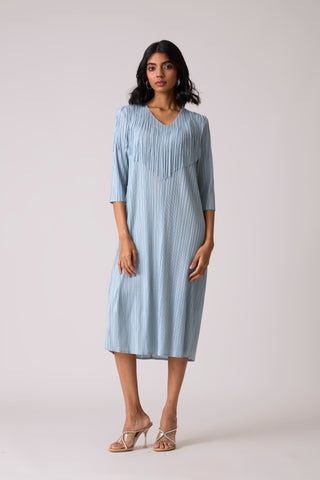 Gabby Fringe Dress - Pale Blue