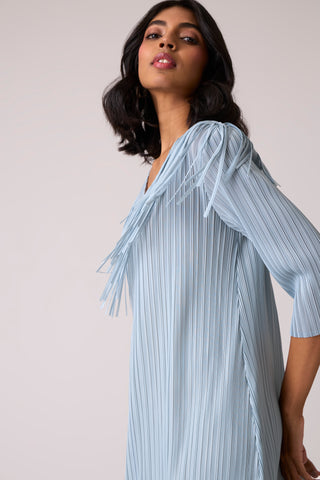 Gabby Fringe Dress - Pale Blue