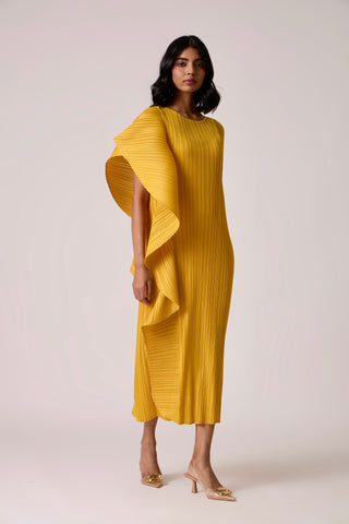 Serena Ruffle Dress - Dark Yellow