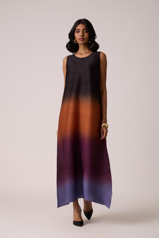 Lyria Ombre Dress - Rust & Purple